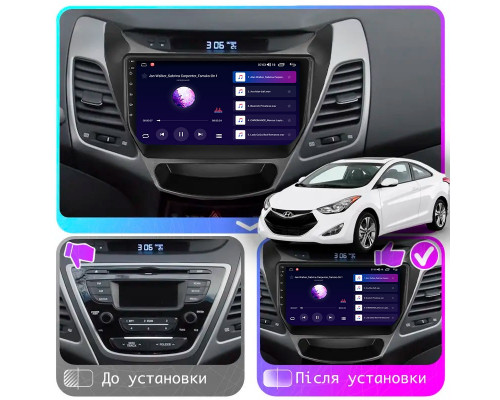 Штатная магнитола Lesko для Hyundai Elantra V (MD) Рестайлинг 2013-2016 экран 9" 2/32Gb Wi-Fi GPS Base