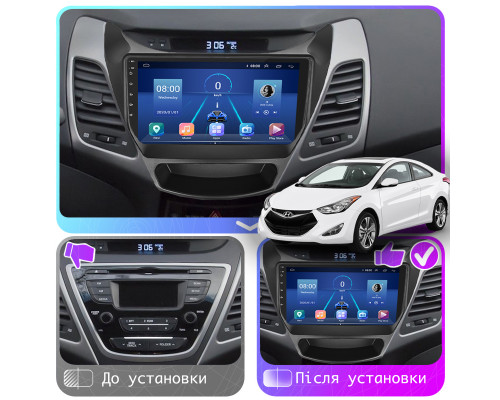 Штатная магнитола Lesko для Hyundai Elantra V (MD) Рестайлинг 2013-2016 экран 9" 6/128Gb 4G Wi-Fi GPS Top