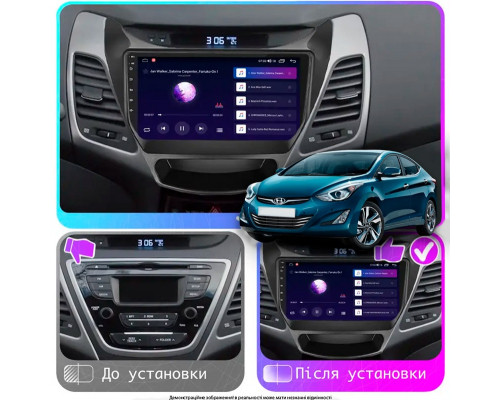 Штатная магнитола Lesko для Hyundai Elantra V (MD) Рестайлинг ver 2 2013-2016 экран 9" 2/32Gb Wi-Fi GPS Base