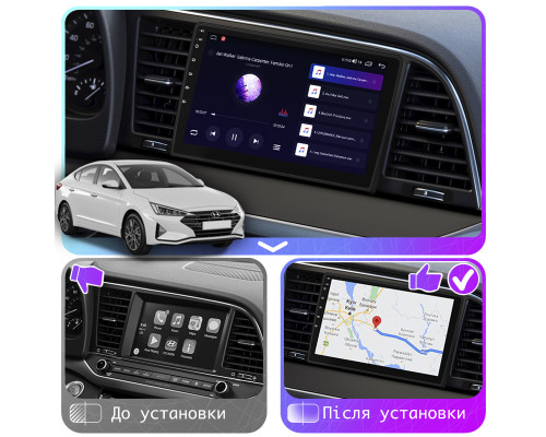 Штатная магнитола Lesko для Hyundai Elantra VI (AD) Рестайлинг 2018-2020 экран 9" 2/32Gb 4G Wi-Fi GPS Top