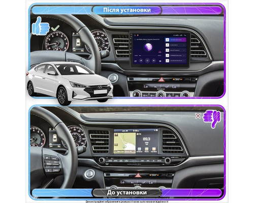 Штатная магнитола Lesko для Hyundai Elantra VI (AD) Рестайлинг ver 2 2018-2020 экран 9" 2/32Gb Wi-Fi GPS Base