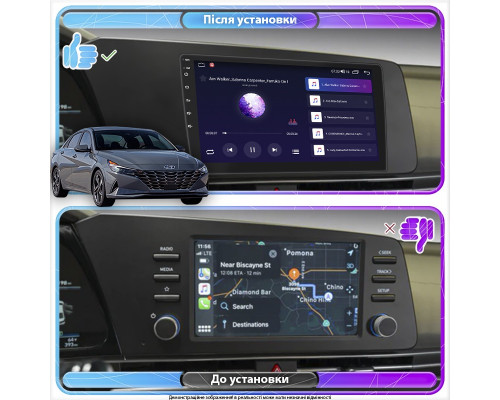 Штатная магнитола Lesko для Hyundai Elantra VII (CN7) 2020-н.в. экран 9" 2/32Gb Wi-Fi GPS Base