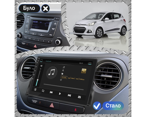 Штатная магнитола Lesko для Hyundai i10 II 2013-2016 экран 9" 2/32Gb Wi-Fi GPS Base