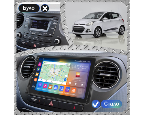 Штатная магнитола Lesko для Hyundai i10 II 2013-2016 экран 9" 2/32Gb CarPlay 4G Wi-Fi GPS Prime