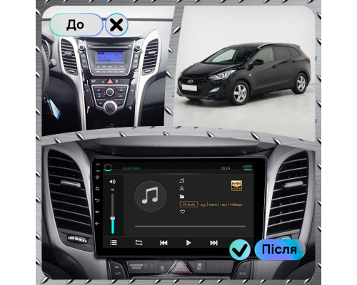 Штатная магнитола Lesko для Hyundai i30 II 2011-2015 экран 9" 2/32Gb Wi-Fi GPS Base