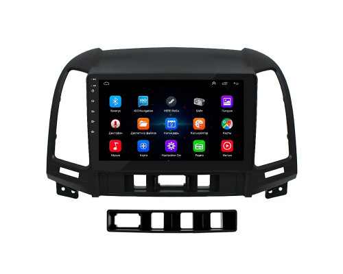 Штатная магнитола Lesko для Hyundai Santa Fe II Рестайлинг 2009-2012 экран 9" 1/16Gb Wi-Fi GPS Base