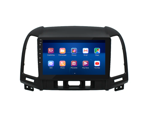Штатная магнитола Lesko для Hyundai Santa Fe II Рестайлинг 2009-2012 экран 9" 6/128Gb 4G Wi-Fi GPS Top
