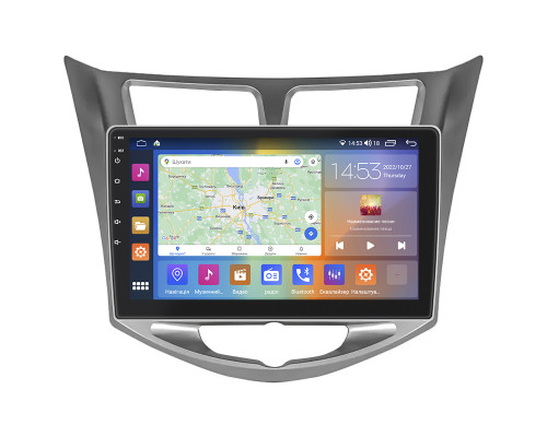 Штатная магнитола Lesko для Hyundai Solaris I Рестайлинг 2014-2017 экран 10" 2/32Gb CarPlay 4G Wi-Fi GPS Prime