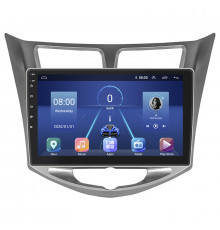 Штатная магнитола Lesko для Hyundai Solaris I Рестайлинг 2014-2017 экран 10" 4/64Gb 4G Wi-Fi GPS Top