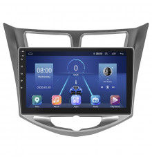Штатная магнитола Lesko для Hyundai Solaris I Рестайлинг 2014-2017 экран 10" 6/128Gb 4G Wi-Fi GPS Top