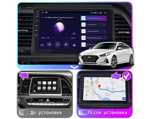 Штатная магнитола Lesko для Hyundai Sonata VII (LF) Рестайлинг 2017-2019 экран 9" 2/32Gb CarPlay 4G Wi-Fi GPS Prime