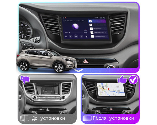 Штатная магнитола Lesko для Hyundai Tucson III 2015-2018 экран 9" 2/32Gb CarPlay 4G Wi-Fi GPS Prime