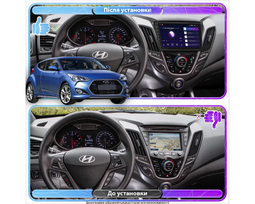 Штатная магнитола Lesko для Hyundai Veloster I Рестайлинг 2015-2017 экран 9" 2/32Gb CarPlay 4G Wi-Fi GPS Prime