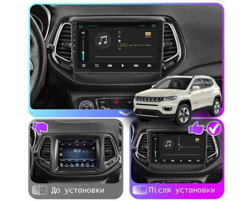 Штатная магнитола Lesko для Jeep Compass II 2017-н.в. экран 10" 6/128Gb 4G Wi-Fi GPS Top