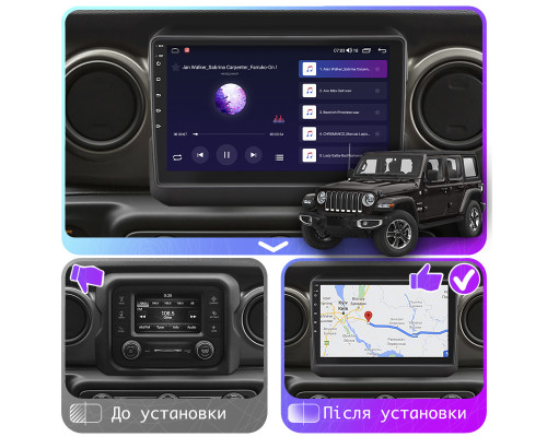 Штатная магнитола Lesko для Jeep Wrangler IV (JL) 2017-н.в. экран 9" 4/64Gb CarPlay 4G Wi-Fi GPS Prime