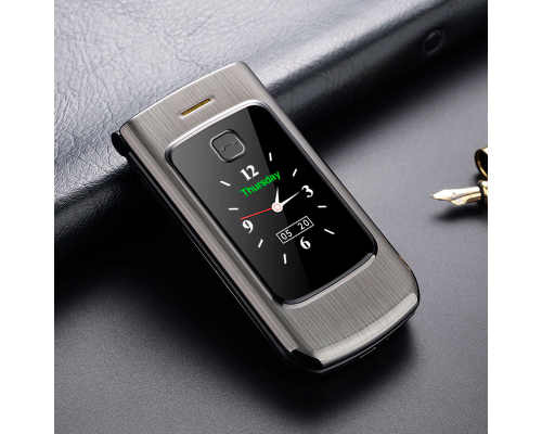 Телефон Tkexun F18 (Happyhere F18) silver. Dual display