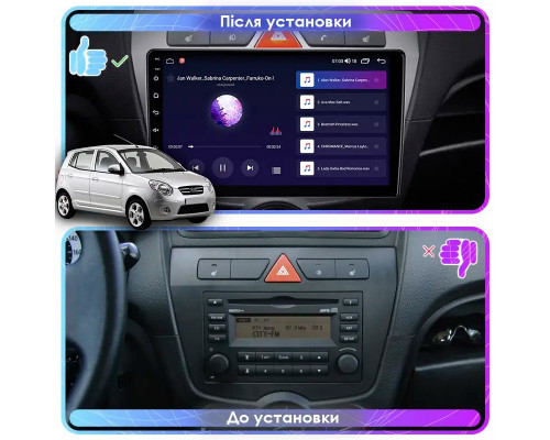 Штатная магнитола Lesko для Kia Picanto I Рестайлинг 2007-2011 экран 9" 2/32Gb Wi-Fi GPS Base