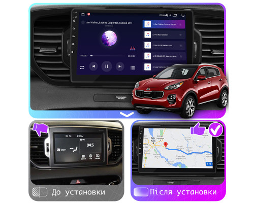 Штатная магнитола Lesko для Kia Sportage IV 2016-2018 экран 9" 2/32Gb CarPlay 4G Wi-Fi GPS Prime