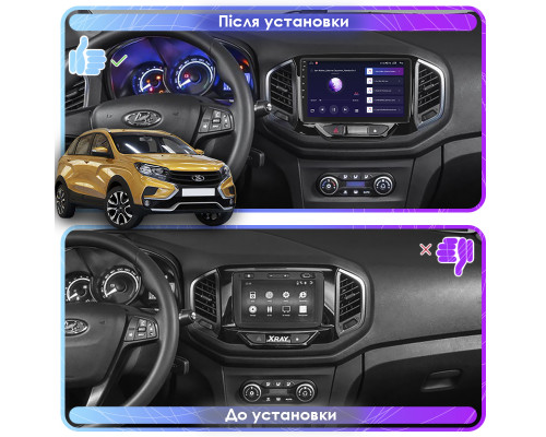 Штатная магнитола Lesko для LADA (ВАЗ) XRAY I 2015-н.в. экран 9" 2/32Gb CarPlay 4G Wi-Fi GPS Prime