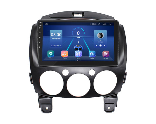Штатная магнитола Lesko для Mazda 2 II Рестайлинг (DE2) 2010-2014 экран 9" 2/32Gb 4G Wi-Fi GPS Top