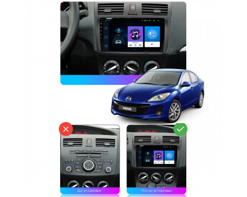 Штатная магнитола Lesko для Mazda 3 II (BL) Рестайлинг 2011-2013 экран 9" 2/32Gb Wi-Fi GPS Base