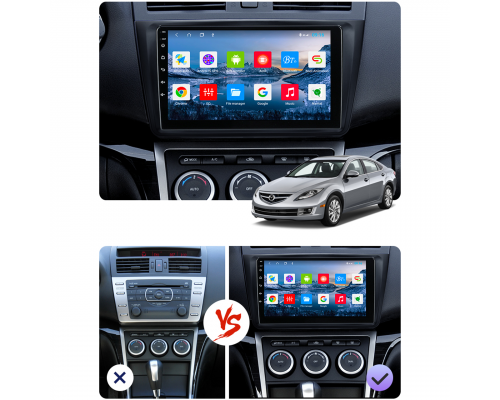 Штатная магнитола Lesko для Mazda 6 II (GH) Рестайлинг 2009-2013 экран 9" 2/32Gb Wi-Fi GPS Base