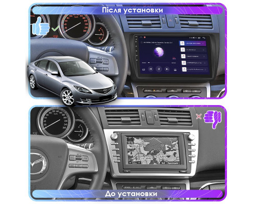 Штатная магнитола Lesko для Mazda 6 II (GH) Рестайлинг 2009-2013 экран 9" 2/32Gb 4G Wi-Fi GPS Top