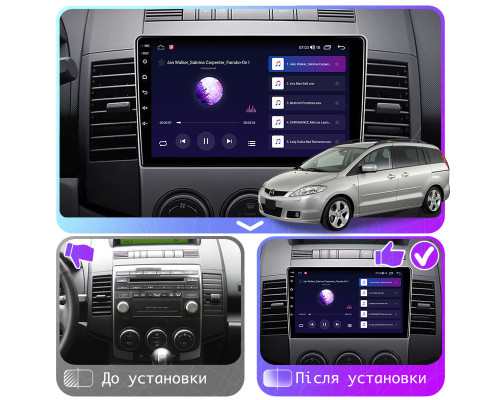 Штатная магнитола Lesko для Mazda Premacy II (CR) 2005-2007 экран 9" 6/128Gb 4G Wi-Fi GPS Top