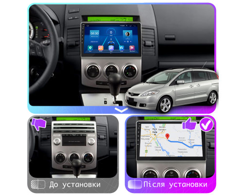 Штатная магнитола Lesko для Mazda Premacy II (CR) Рестайлинг 2007-2010 экран 9" 6/128Gb 4G Wi-Fi GPS Top