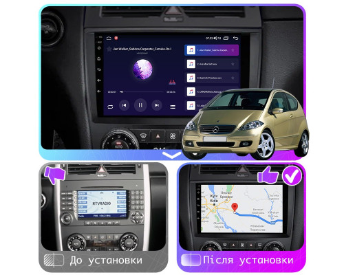 Штатная магнитола Lesko для Mercedes-Benz A-Класс II (W169) Рестайлинг 2008-2012 экран 9" 2/32Gb CarPlay 4G Wi-Fi GPS Prime