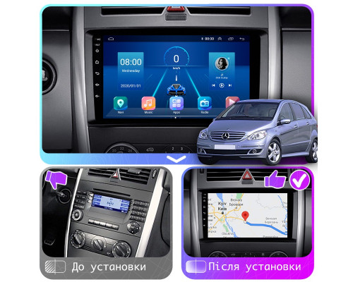 Штатная магнитола Lesko для Mercedes-Benz B-Класс I (W245) Рестайлинг 2008-2011 экран 9" 6/128Gb 4G Wi-Fi GPS Top