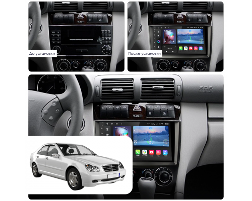 Штатная магнитола Lesko для Mercedes-Benz C-Класс II (W203) Рестайлинг 2004-2008 экран 9" 2/32Gb 4G Wi-Fi GPS Top