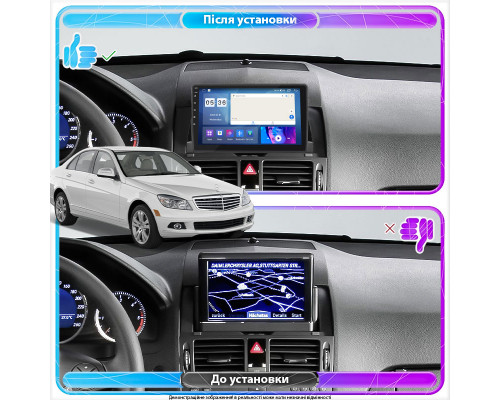 Штатная магнитола Lesko для Mercedes-Benz C-Класс III (W204) 2006-2011 экран 9" 4/64Gb CarPlay 4G Wi-Fi GPS Prime