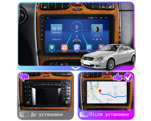Штатная магнитола Lesko для Mercedes-Benz CLK-Класс II (W209) 2002-2005 экран 9" 4/64Gb 4G Wi-Fi GPS Top