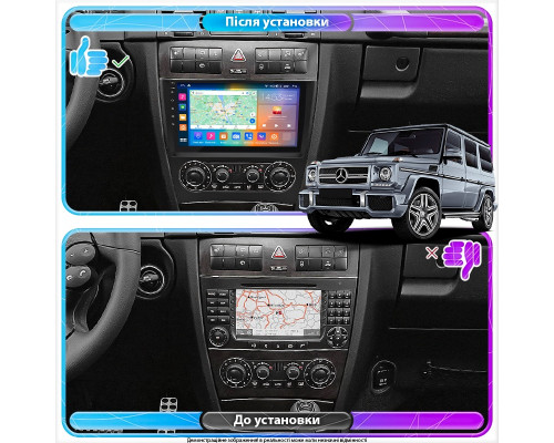 Штатная магнитола Lesko для Mercedes-Benz G-Класс II (W463) Рестайлинг 1 2006-2008 экран 9" 2/32Gb CarPlay 4G Wi-Fi GPS Prime