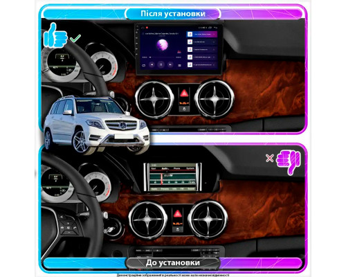 Штатная магнитола Lesko для Mercedes-Benz GLK-Класс I (X204) Рестайлинг 2012-2015 экран 9" 4/64Gb CarPlay 4G Wi-Fi GPS Prime