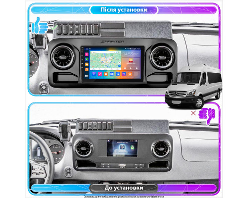 Штатная магнитола Lesko для Mercedes-Benz Sprinter III (W907/910) 2018-н.в. экран 10" 4/64Gb CarPlay 4G Wi-Fi GPS Prime