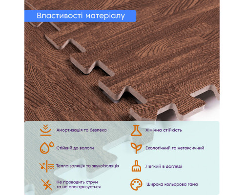 Підлога пазл - модульне підлогове покриття 600x600x10мм Коричневе дерево (МР6) SW-00000204