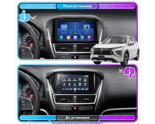 Штатная магнитола Lesko для Mitsubishi Eclipse Cross I Рестайлинг 2020-н.в. экран 9" 4/64Gb 4G Wi-Fi GPS Top