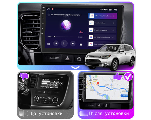 Штатная магнитола Lesko для Mitsubishi Outlander III 2012-2015 экран 10" 1/16Gb Wi-Fi GPS Base
