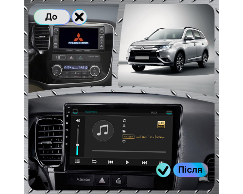 Штатная магнитола Lesko для Mitsubishi Outlander III Рестайлинг 2 2015-2018 экран 10" 6/128Gb 4G Wi-Fi GPS Top