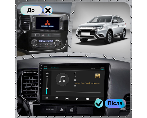 Штатная магнитола Lesko для Mitsubishi Outlander III Рестайлинг 3 2018-н.в. экран 10" 6/128Gb 4G Wi-Fi GPS Top