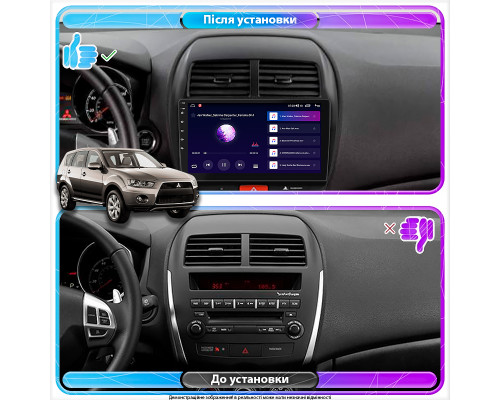 Штатная магнитола Lesko для Mitsubishi Outlander Sport I 2010-2013 экран 10" 4/32Gb 4G Wi-Fi GPS Top
