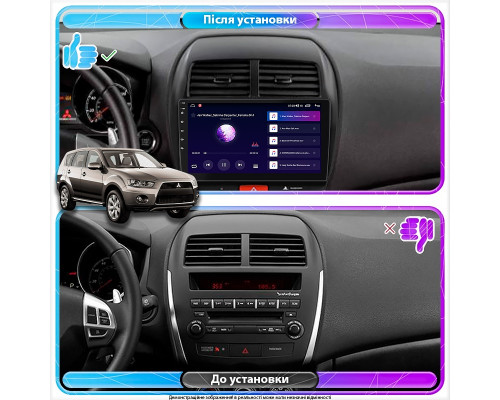 Штатная магнитола Lesko для Mitsubishi Outlander Sport I 2010-2013 экран 10" 6/128Gb 4G Wi-Fi GPS Top
