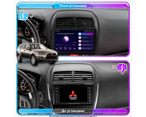 Штатная магнитола Lesko для Mitsubishi Outlander Sport I Рестайлинг 2012-2016 экран 10" 6/128Gb 4G Wi-Fi GPS Top