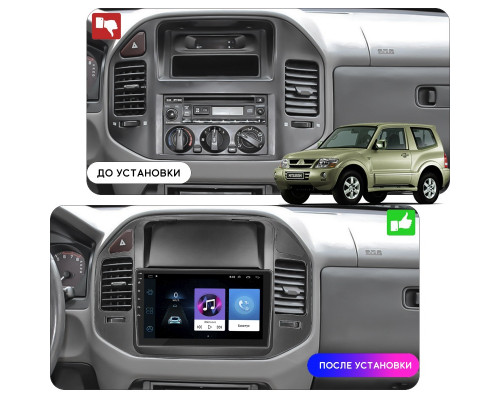 Штатная магнитола Lesko для Mitsubishi Pajero III 1999-2002 экран 9" 2/32Gb Wi-Fi GPS Base