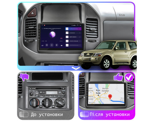 Штатная магнитола Lesko для Mitsubishi Pajero III 1999-2002 экран 9" 4/64Gb CarPlay 4G Wi-Fi GPS Prime