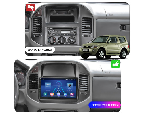 Штатная магнитола Lesko для Mitsubishi Pajero III 1999-2002 экран 9" 4/64Gb 4G Wi-Fi GPS Top