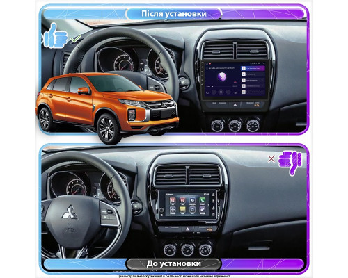 Штатная магнитола Lesko для Mitsubishi RVR III Рестайлинг 3 2019-н.в. экран 10" 4/64Gb CarPlay 4G Wi-Fi GPS Prime