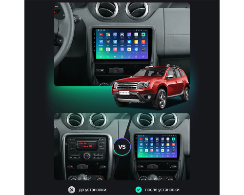 Штатная магнитола Lesko для Renault Duster I 2010-2015 экран 9" 2/32Gb 4G Wi-Fi GPS Top